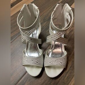 Silver Rhinestone Strappy Heels